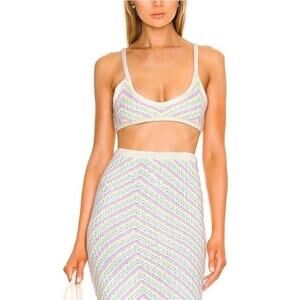 For Love & Lemons - NWT- Bette Midi Skirt Lavender Pastel Crochet Knit M $144